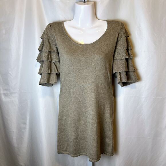 Spring & Clifton Women’s Tiered Ruffle Sleeve Sweater Dress Cashmere Silk Luxury - Picture 1 of 6